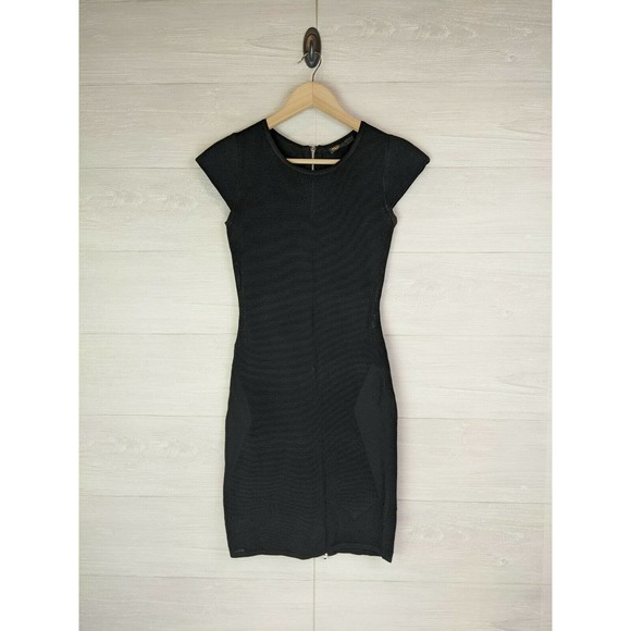 Maje Black Mesh's Panel Side Zipper Back Dress - Picture 1 of 7